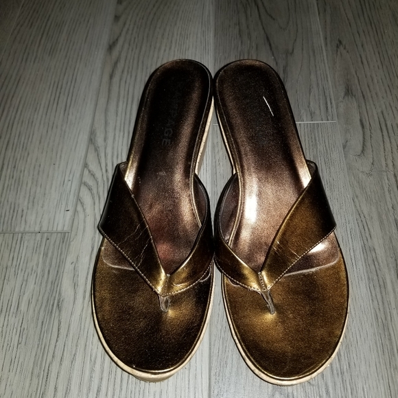 Rampage Copper Brown Sandal with Cork Heel - Picture 1 of 4